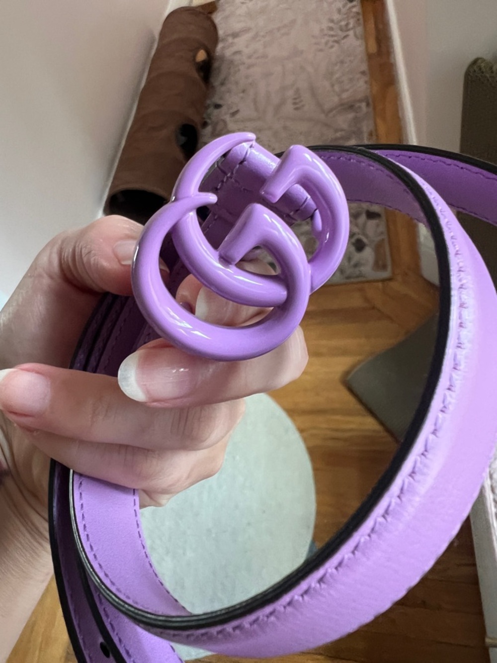 Gucci GG Marmont Buckle Belt 2mm lavender purple 90mm - Picture 3 of 8